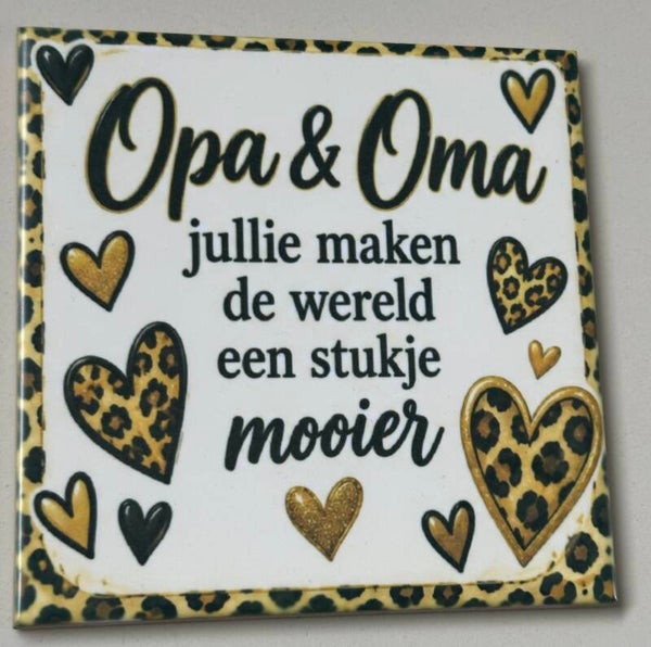 Mini tegeltje opa en oma