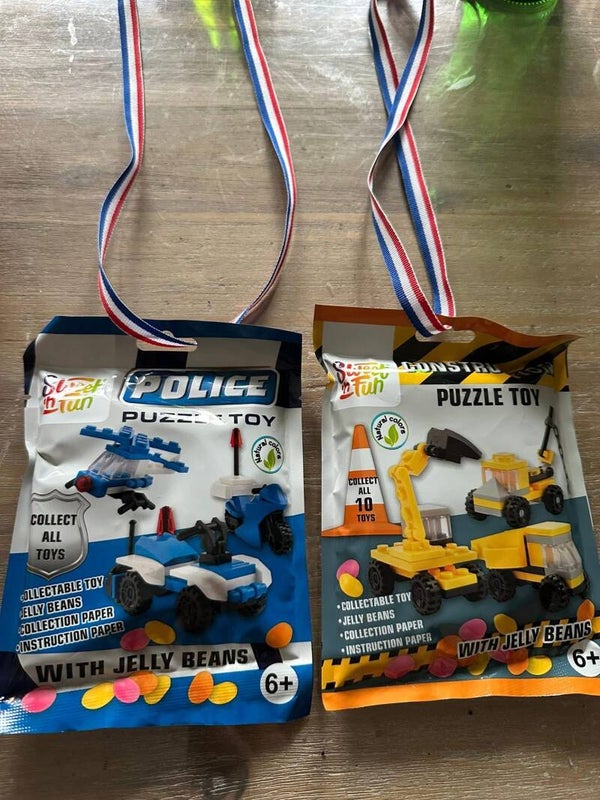 Lego met jelly beans avond vierdaagse pakketjes