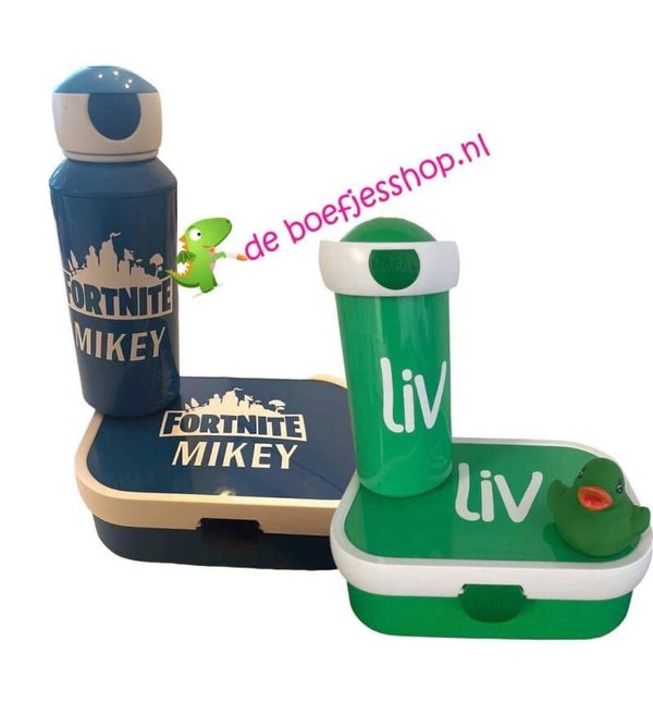 Sticker voor mepal beker of brood trommel