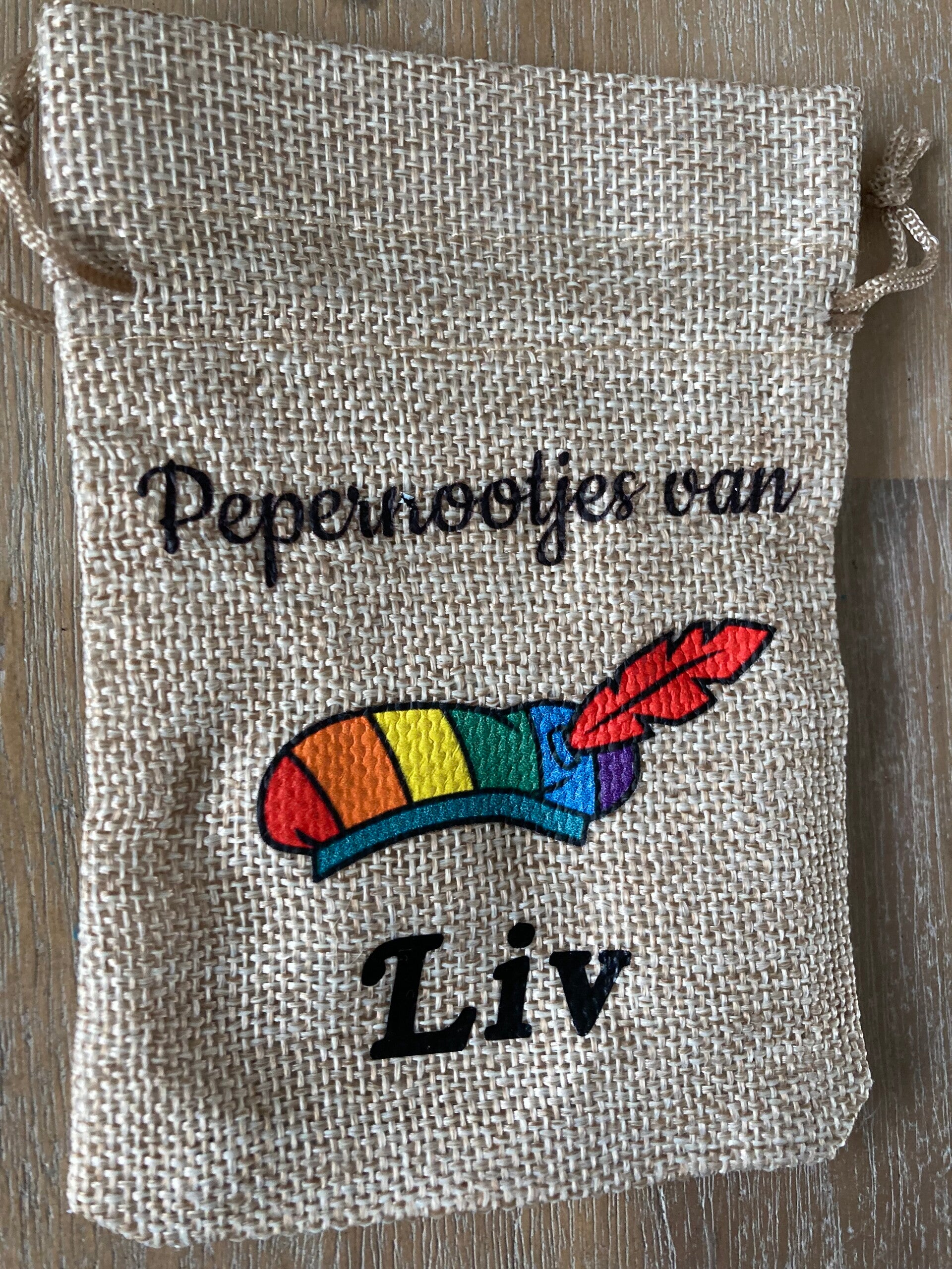 Pepernoten zakje met eigen naam