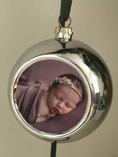 Kerstbal met foto (zilver)