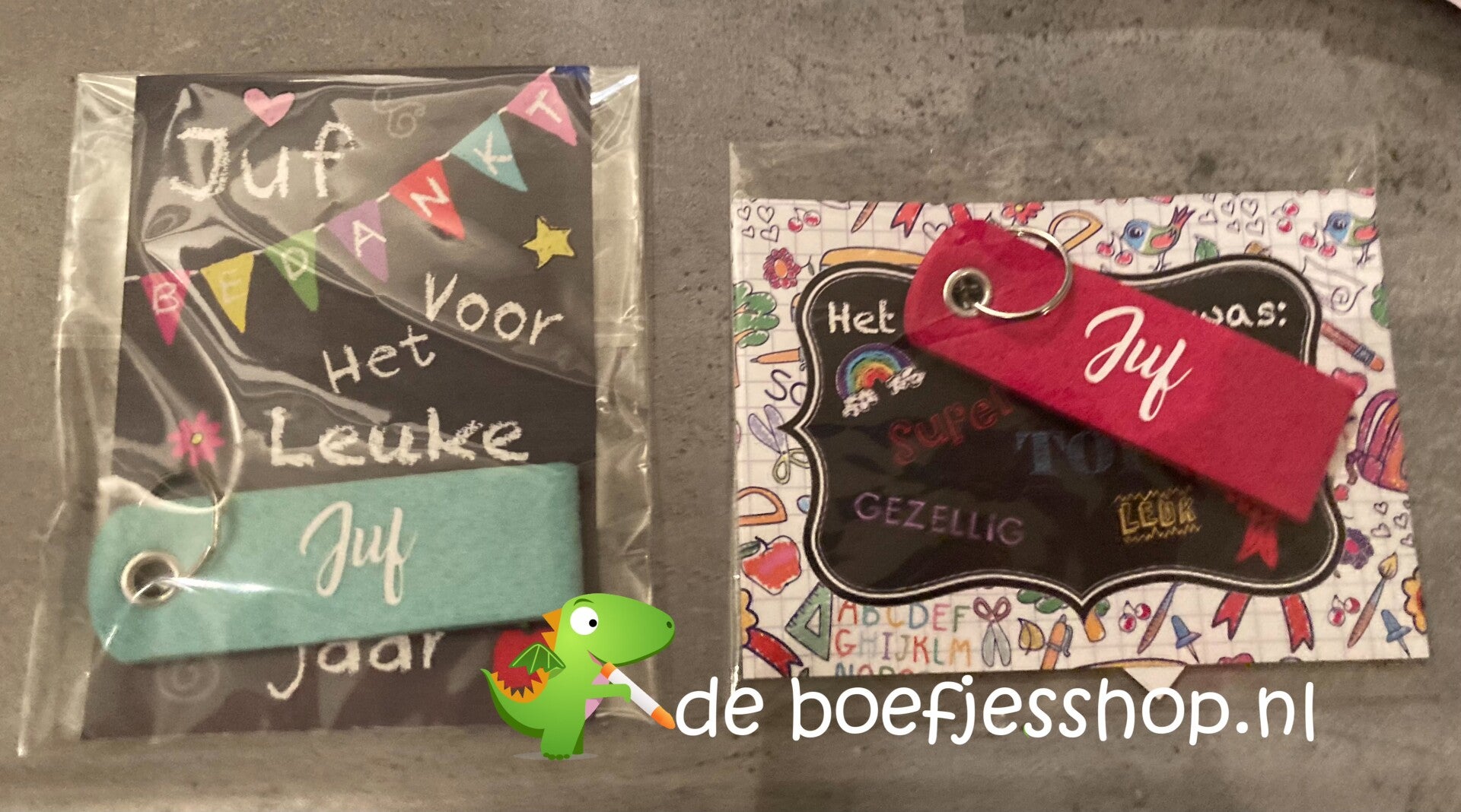 Juffen of meester vilt sleutelhanger