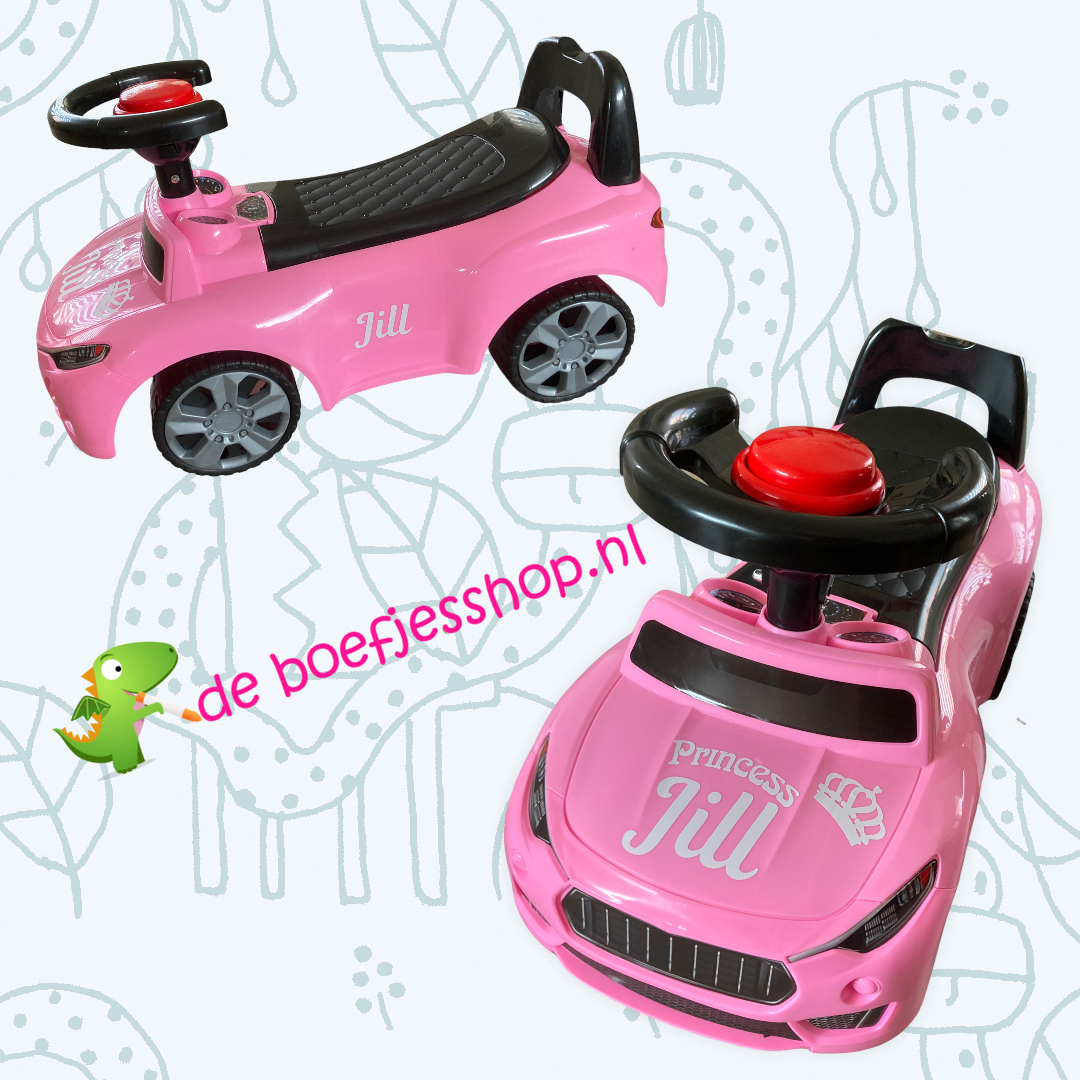 Loopauto met eigen naam