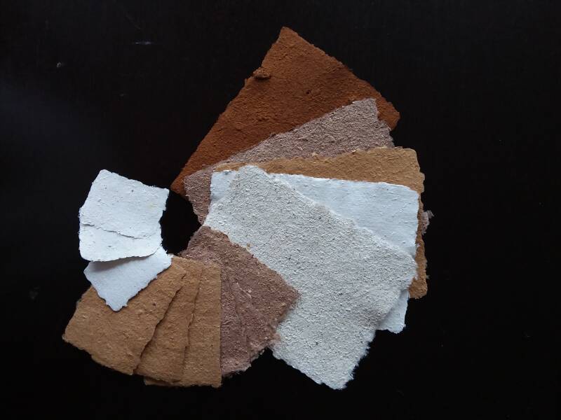 handgeschept papier van diverse soorten paddenstoelen