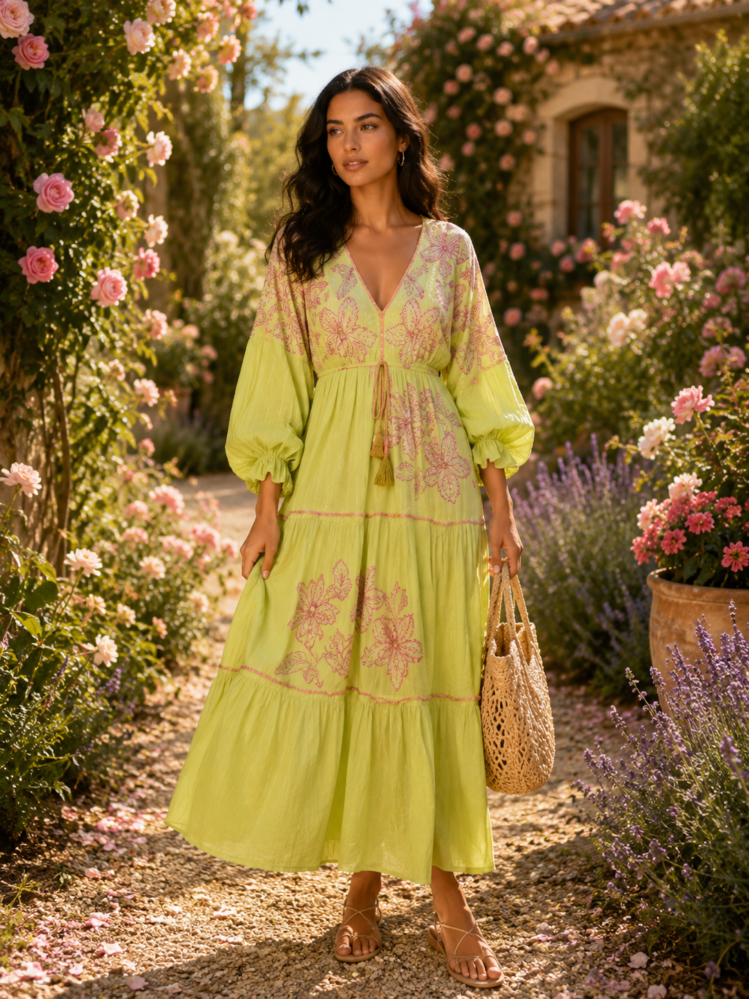 Golden Days Maxi Jurk Green-pink