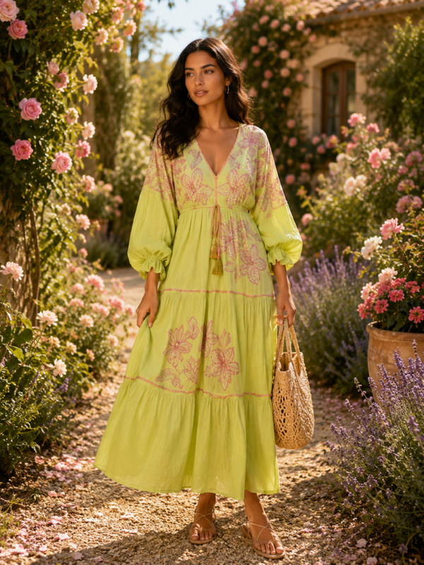 Golden Days Maxi Jurk Green-pink