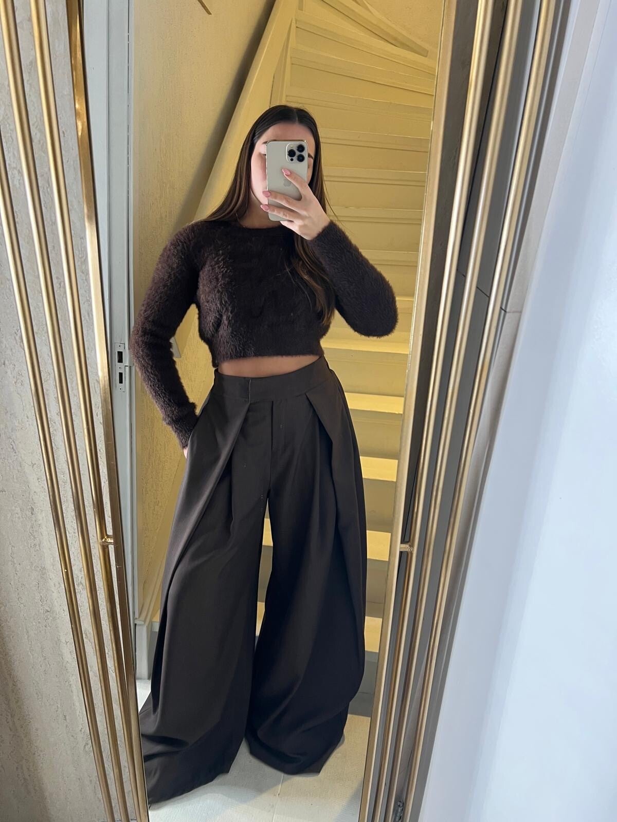 2631 Bruine pantalon met plooien