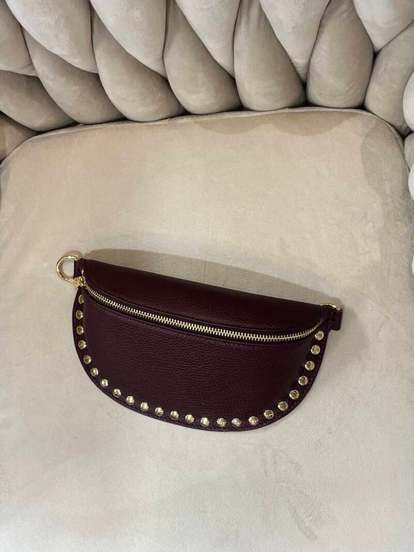 Crossbody bag studs bordeaux