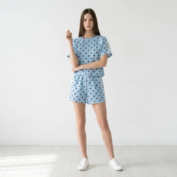 Polka Dot Blue Brown Set - One Size