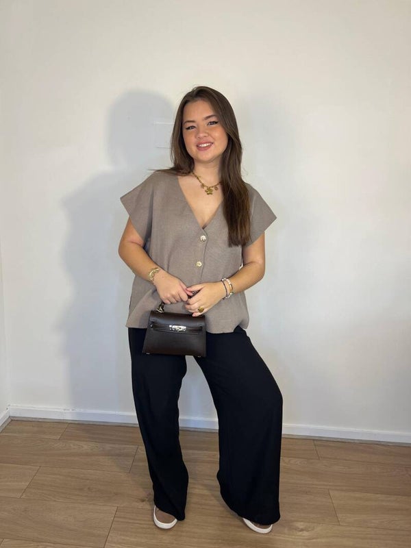 827 Gebreide top met strikken grijs