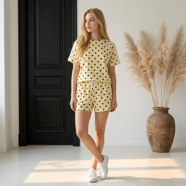 Polka Dot Yellow Brown Set - One Size
