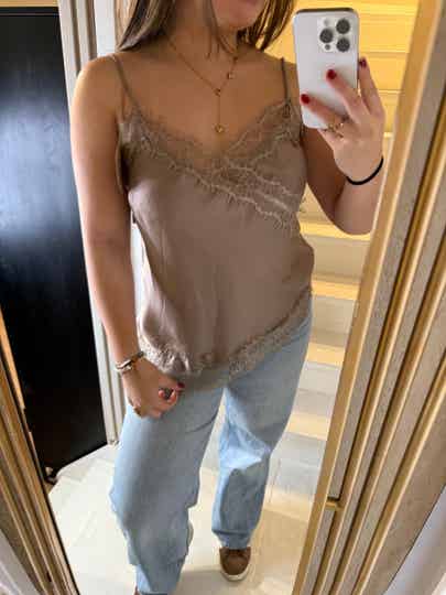 916 Top met lace Beige