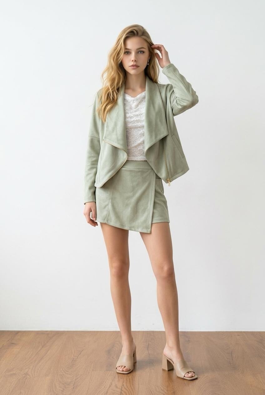 2670 suède broekrokje groen