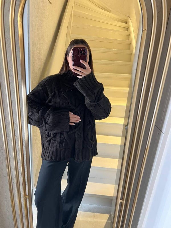 969 Kabel trui bruin