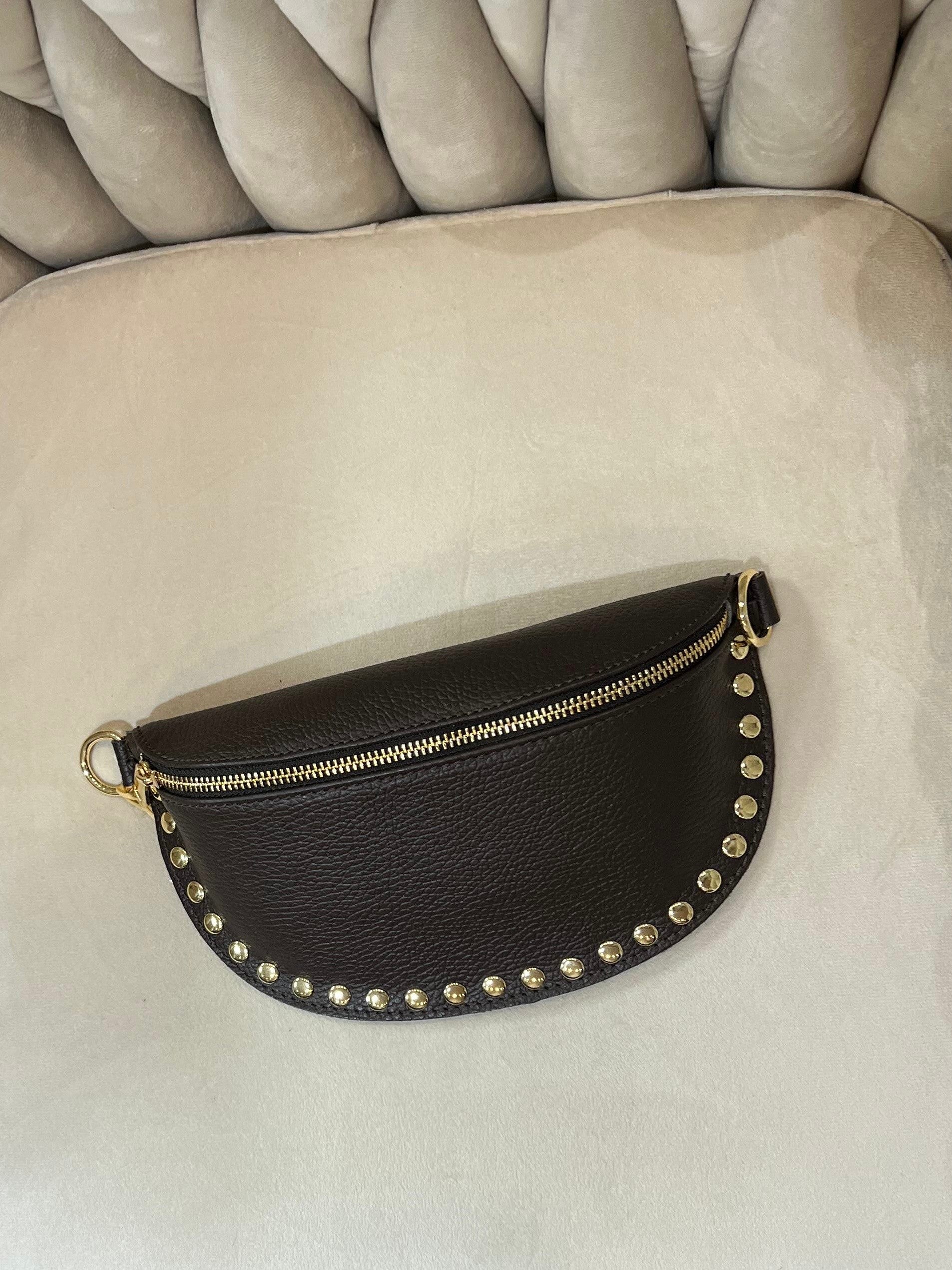 Crossbody bag studs bruin