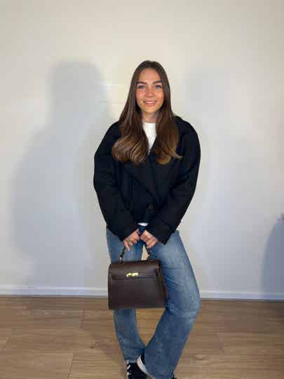 852 Korte trenchcoat tussenjas Zwart