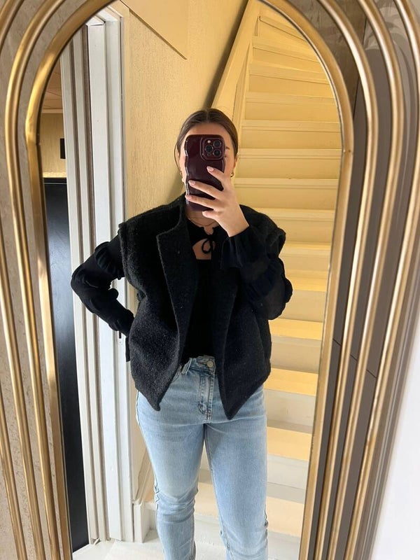 684 gilet zwart met glittertje