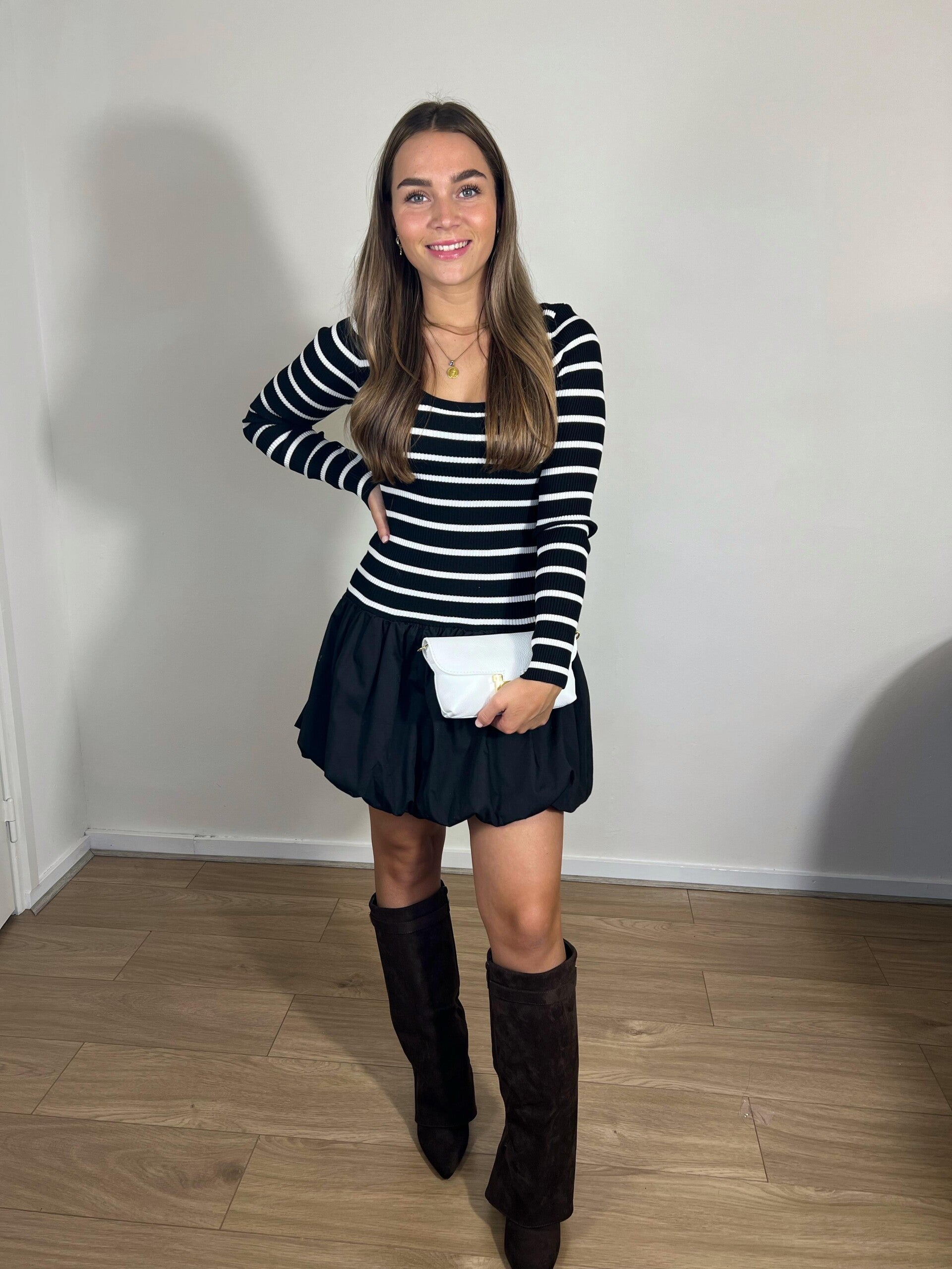 651 jurkje met ballonrok zwart wit