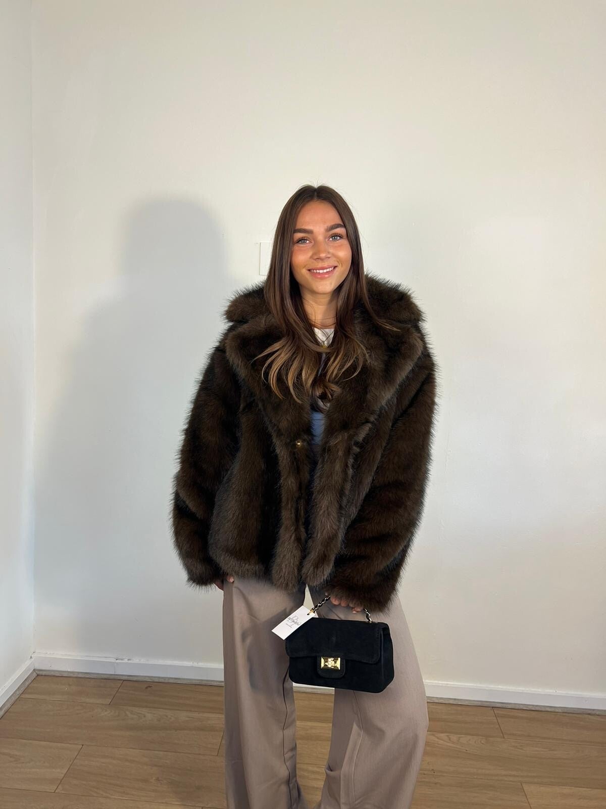 696 Bontjas faux fur Bruin One Size