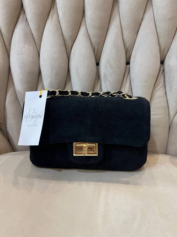 Suede  handbag zwart