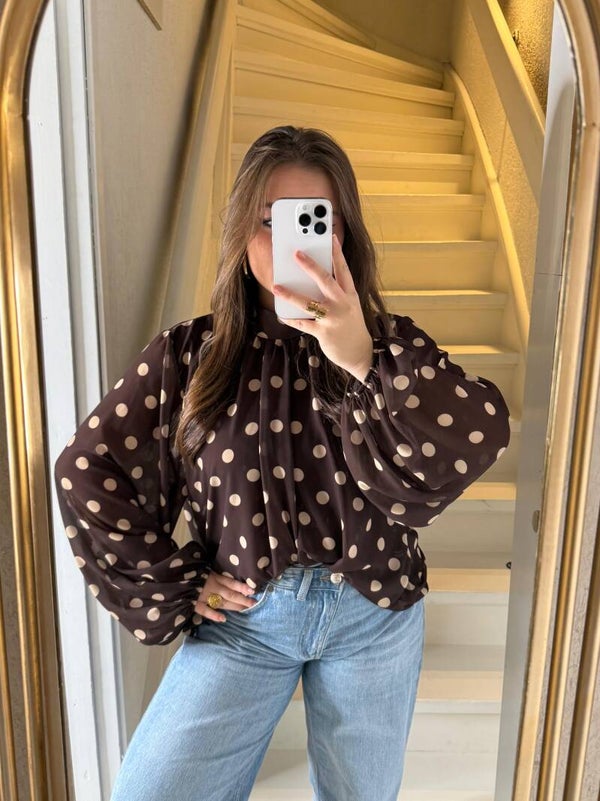 880 Polka dot Blouse Bruin