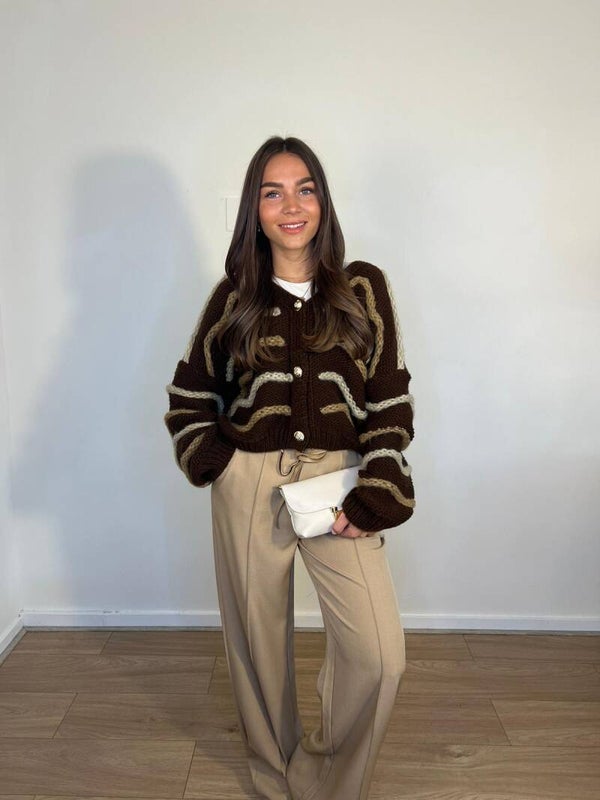 825 Gestreept vest Bruin