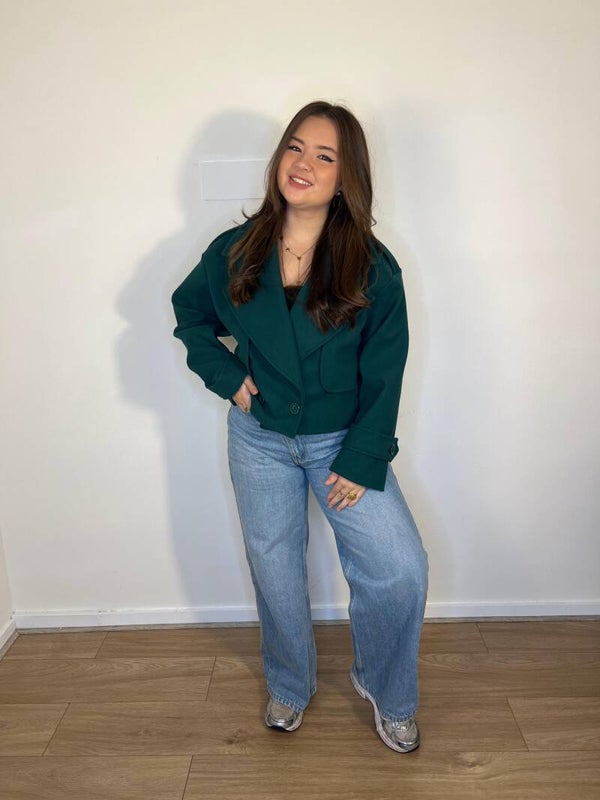 851 Korte trenchcoat tussenjas Groen