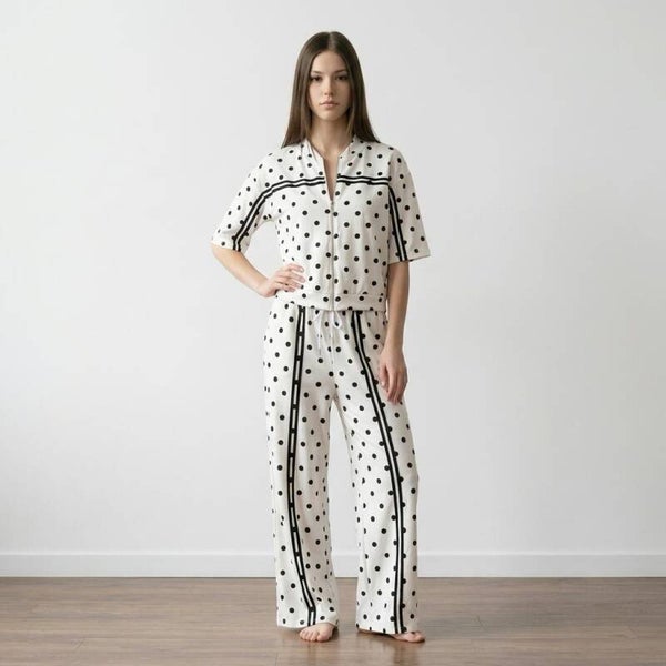 Polka Lounge Set White Black One Size