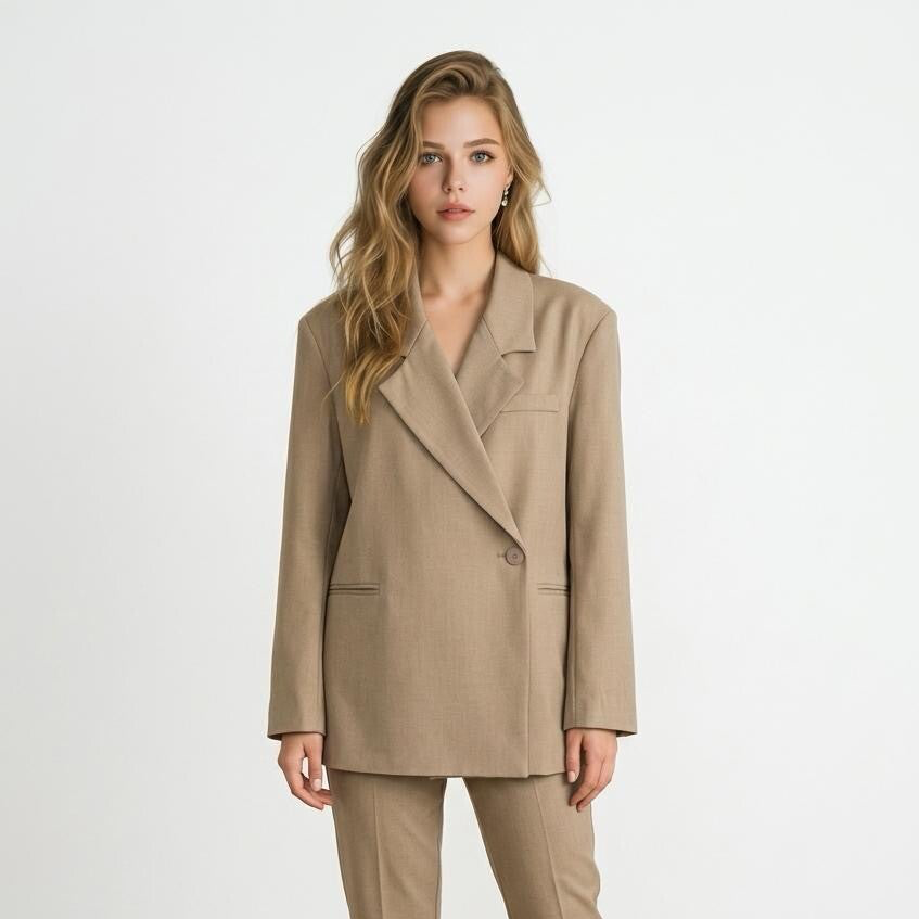 922 Blazer met knoop Taupe