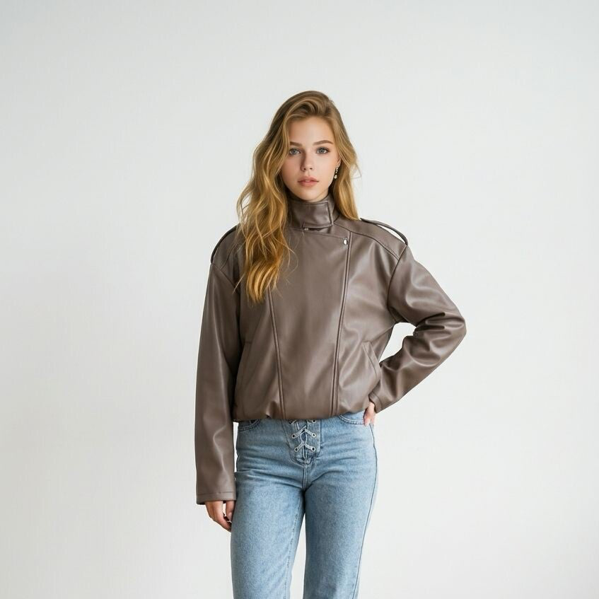 26130 Alexia Jas faux leahter taupe