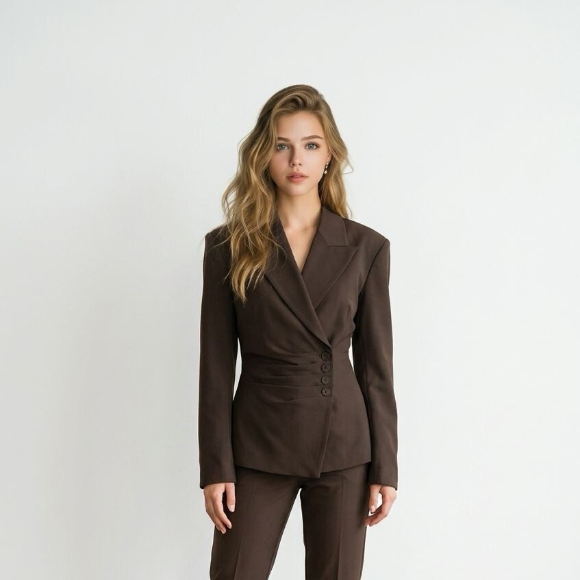 26121 Chloe Getailleerde blazer bruin