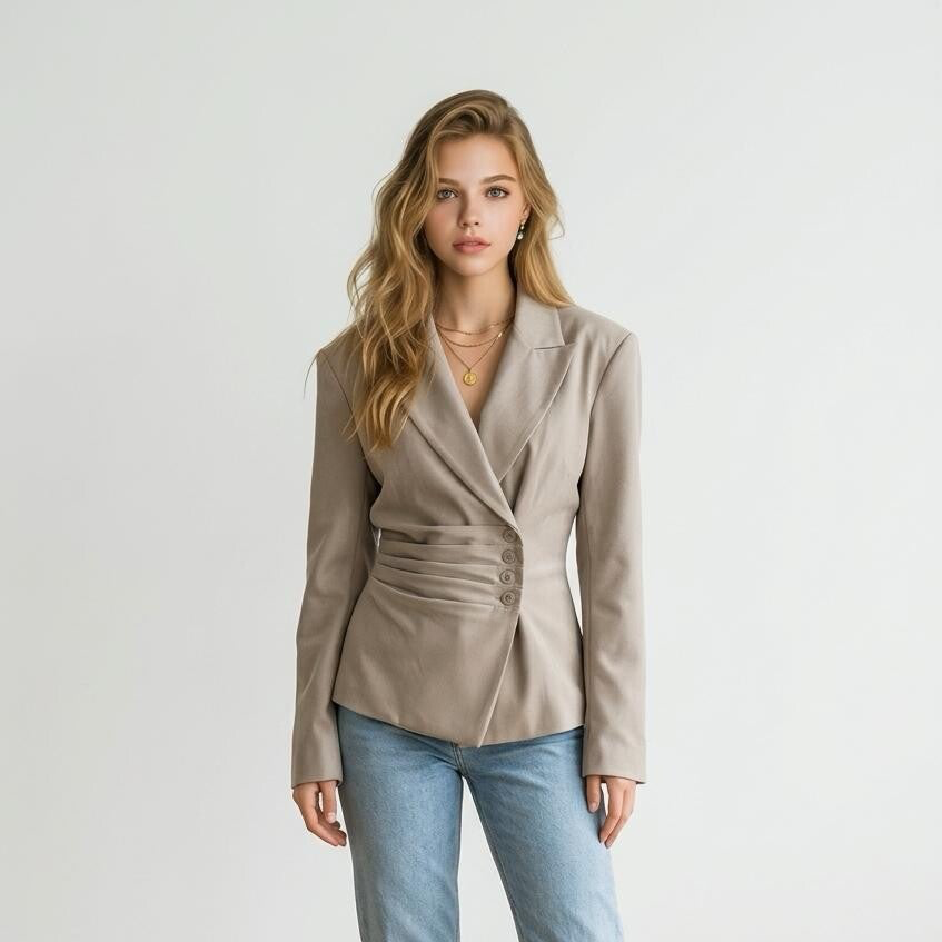 26123 Chloe Getailleerde blazer taupe