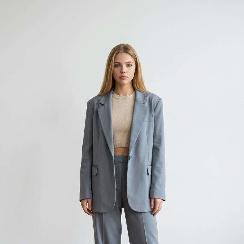 925 Blazer met split in de mouw Grijs