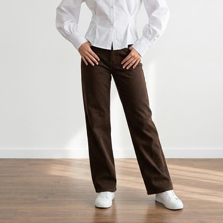1012 Wide leg bruin stretch