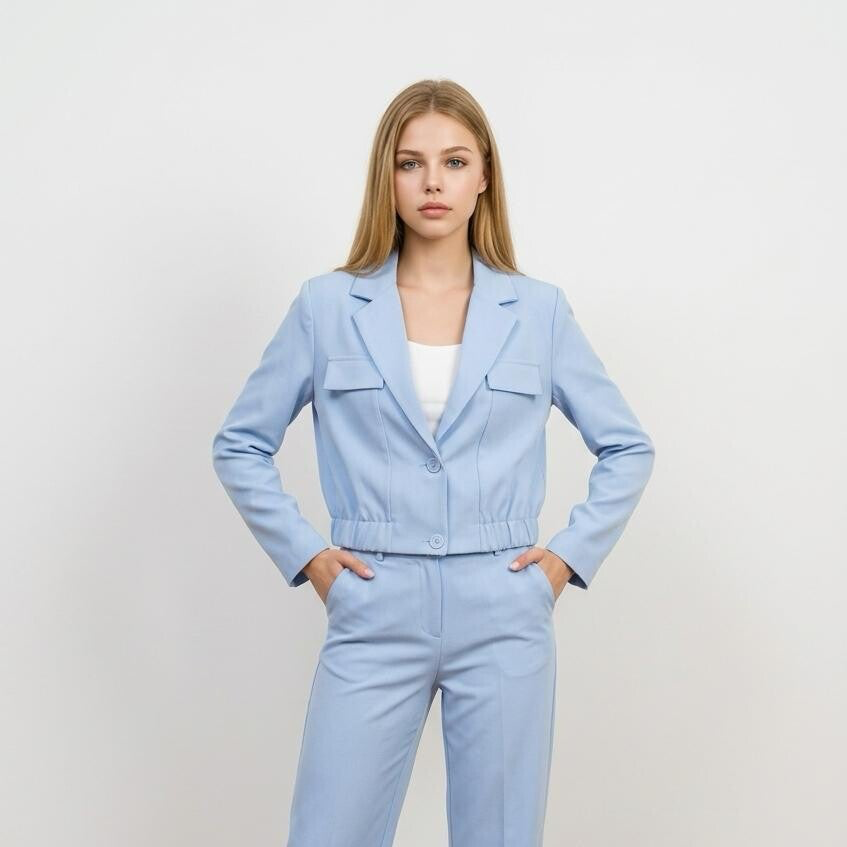 26212 cropped blazer blauw