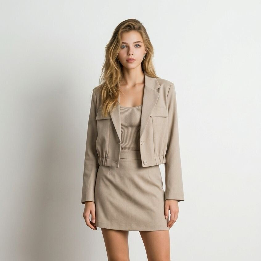 26214 cropped blazer taupe