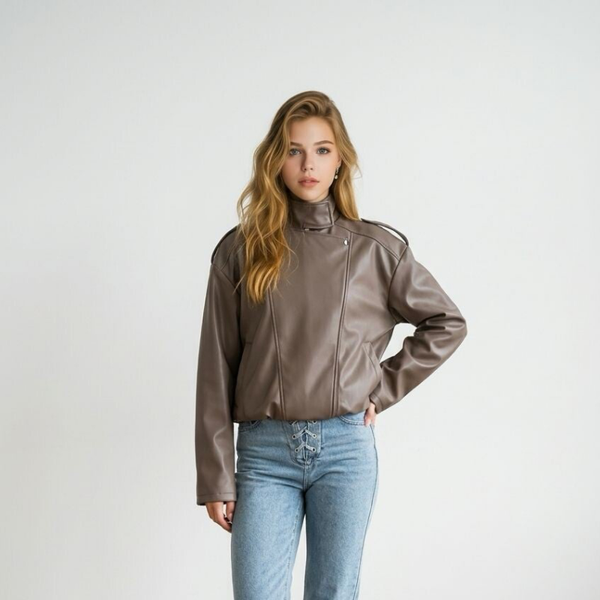 26130 Alexia Jas faux leahter taupe