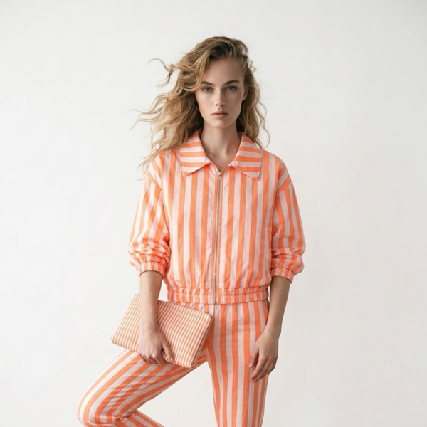 Neje gesteept bomberjack oranje/beige one/size