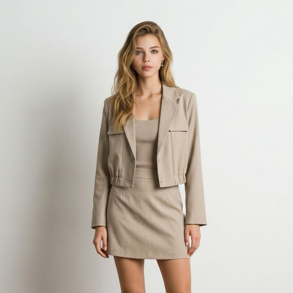 26214 cropped blazer taupe
