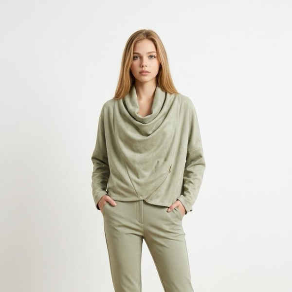 2666 Lizzy suède look poncho groen