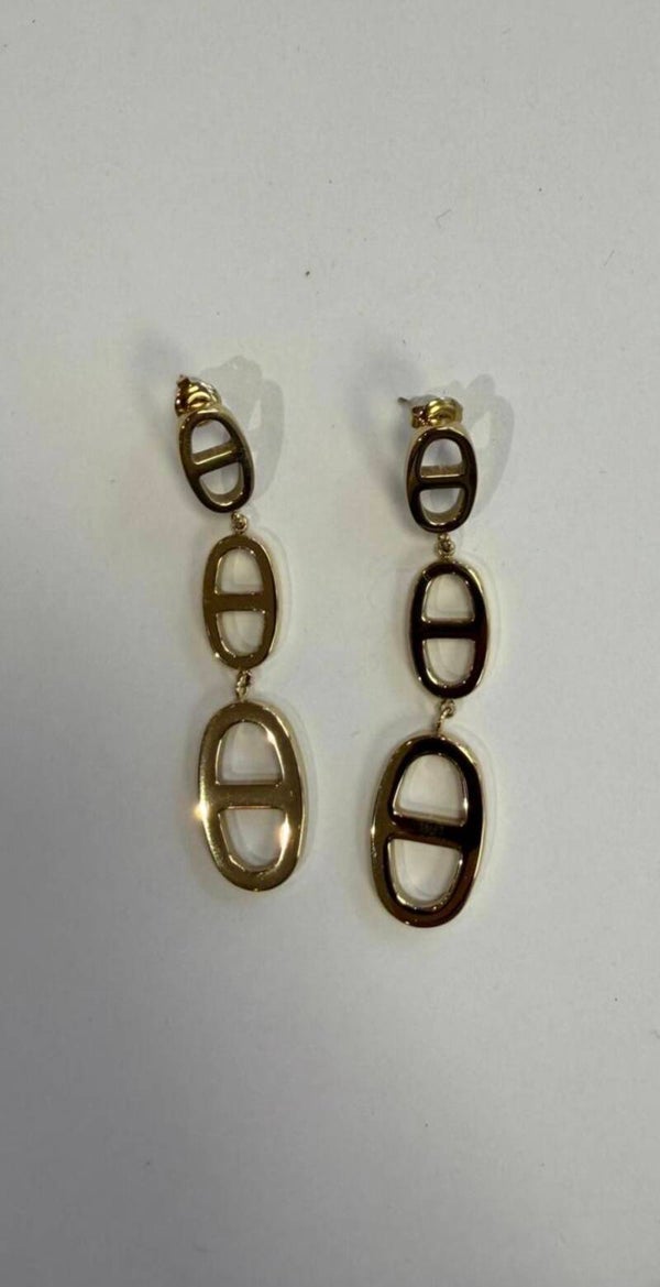 Ovale schakel oorbellen goud lang