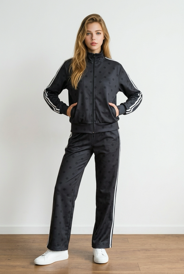 26220 polka dot tracksuit zwart