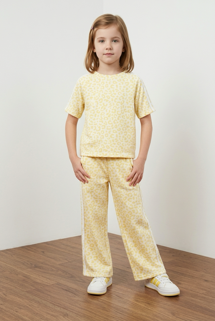 26103 Roos Twee-delig comfy set meisje panter geel