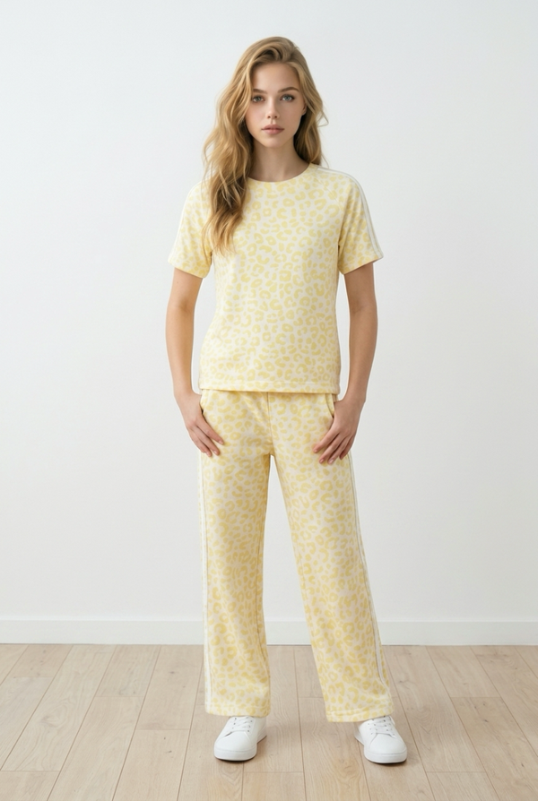 26100 Roos twee-delig comfy set Dames panter geel