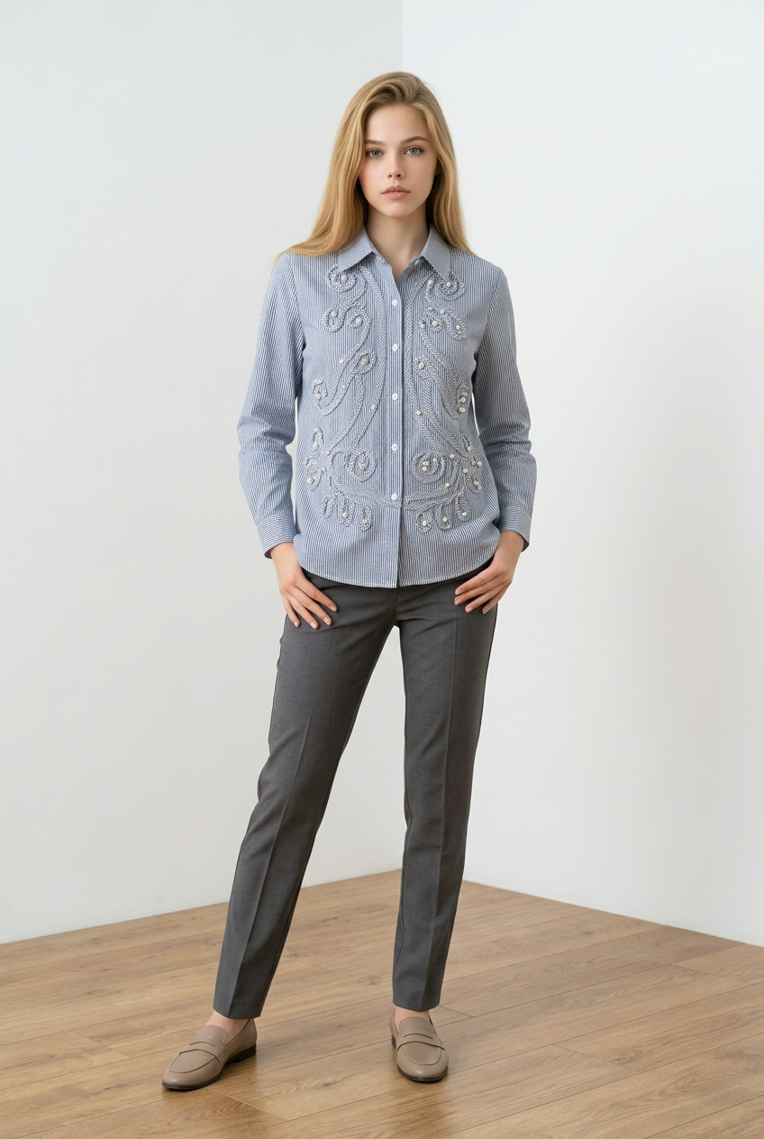 26106 blouse gesreept grijs