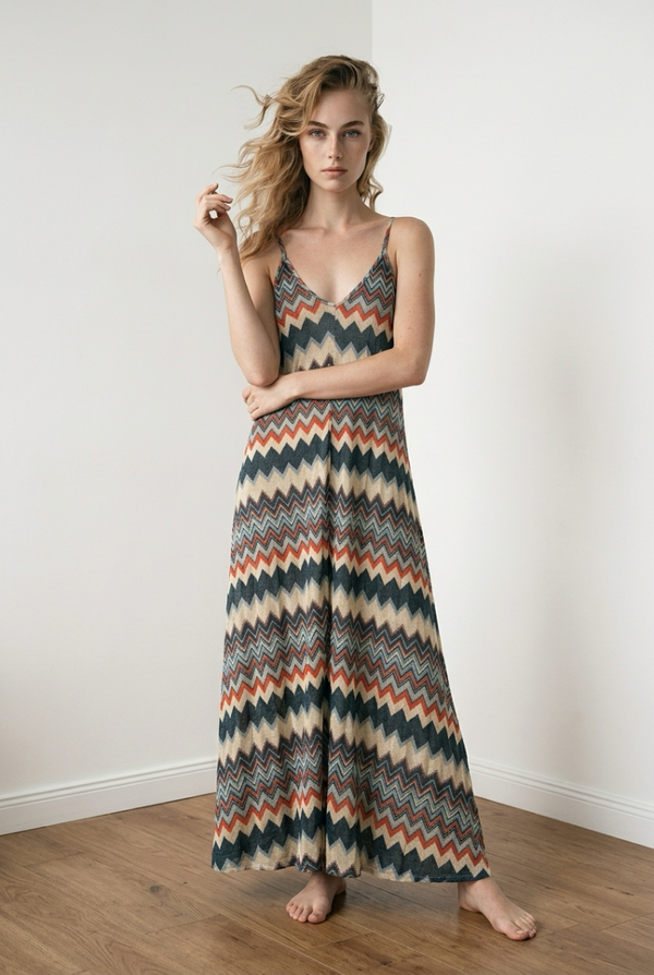 Luchtige Jurk Zigzag print 1stuk SALE!!