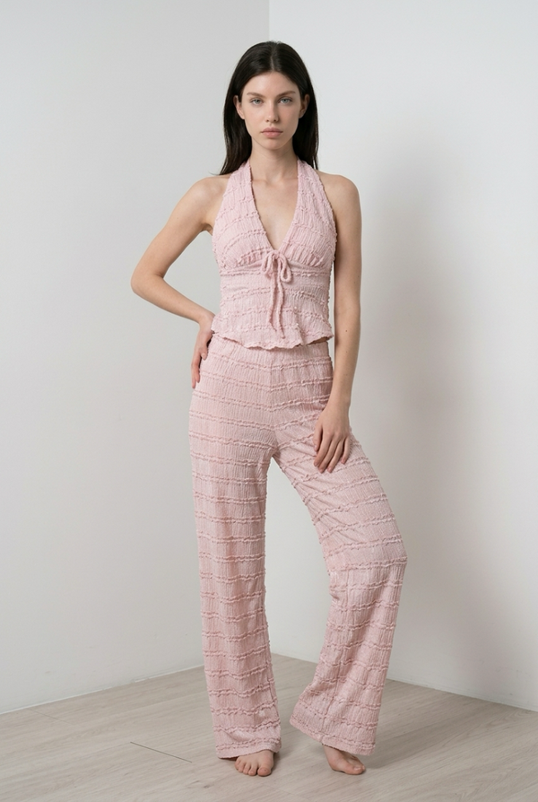 Fianne set Roze - open rug met strik detail