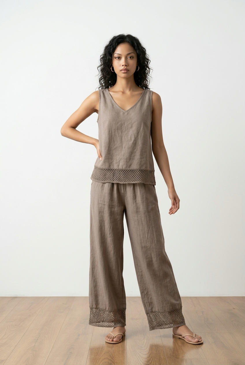 Mia Linnen set Taupe one-size