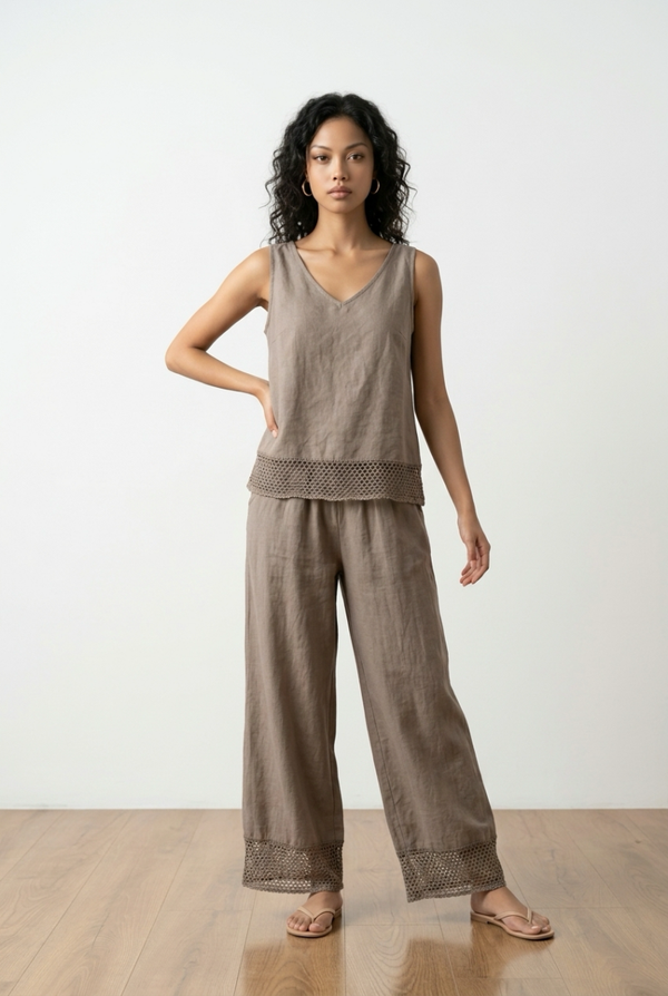 Mia Linnen set Taupe one-size