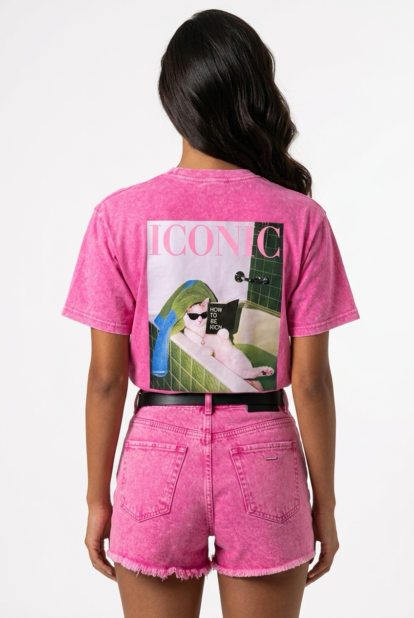 26285 Iconic Basic Cat Tee Roze